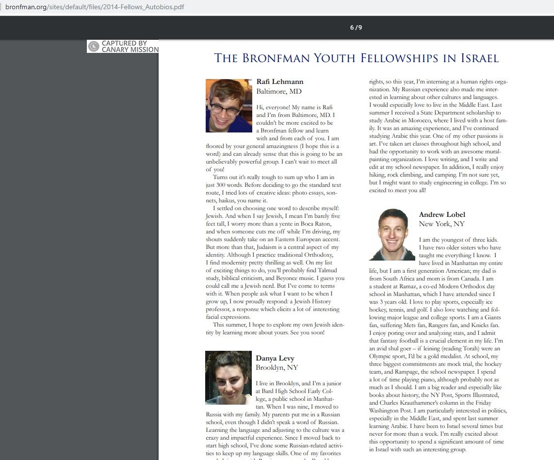 Rafi Lehmann, bronfman.org - Jan 31, 2014