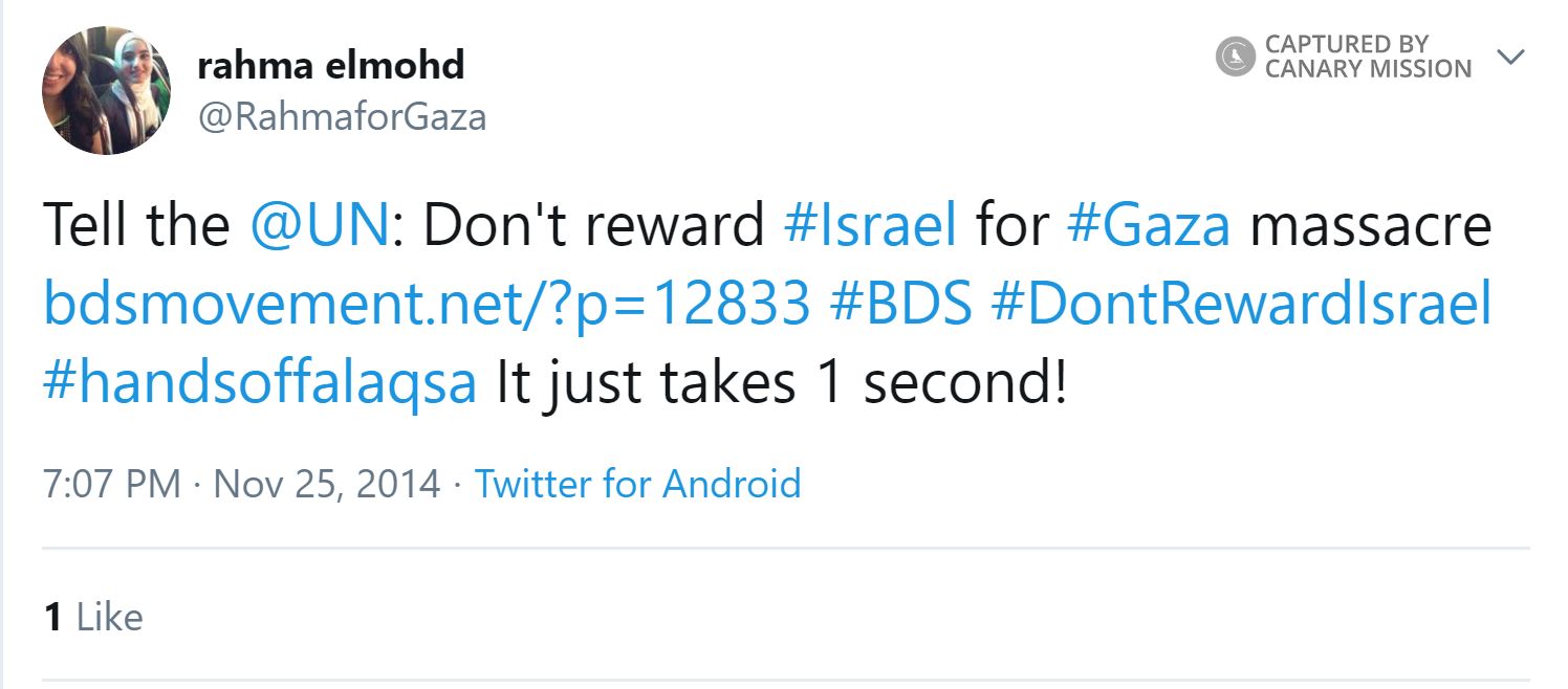 Rahma Elmohd, Twitter - Nov 25, 2014