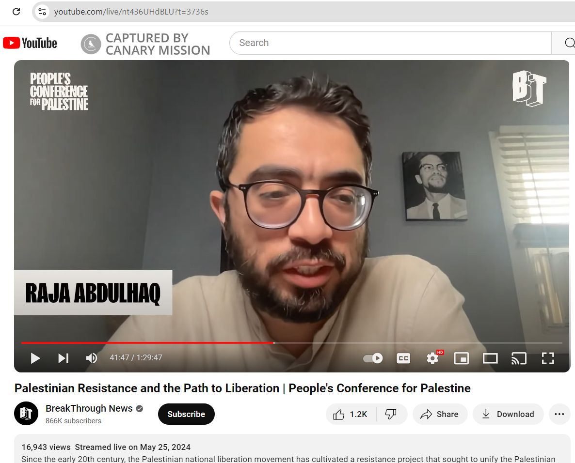 Raja Abdulhaq, YouTube - May 25, 2024
