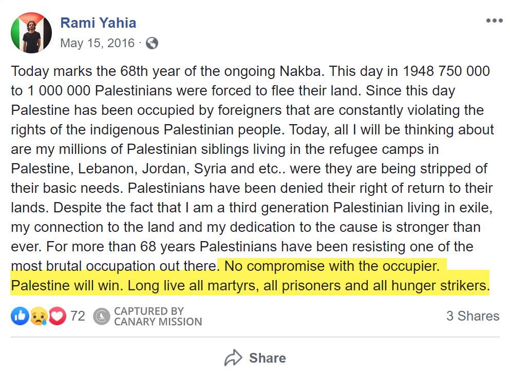 Rami Yahia, Facebook - May 15, 2016