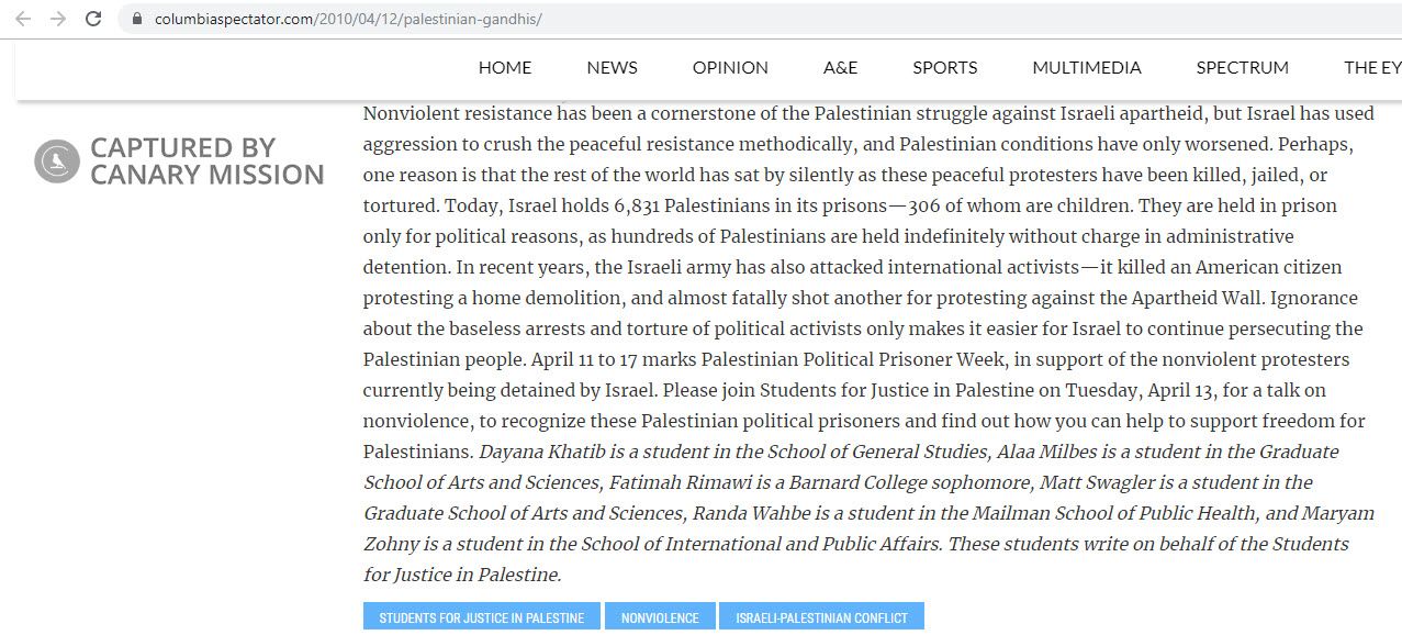 Randa Wahbe, columbiaspectator.com - Apr 12, 2010