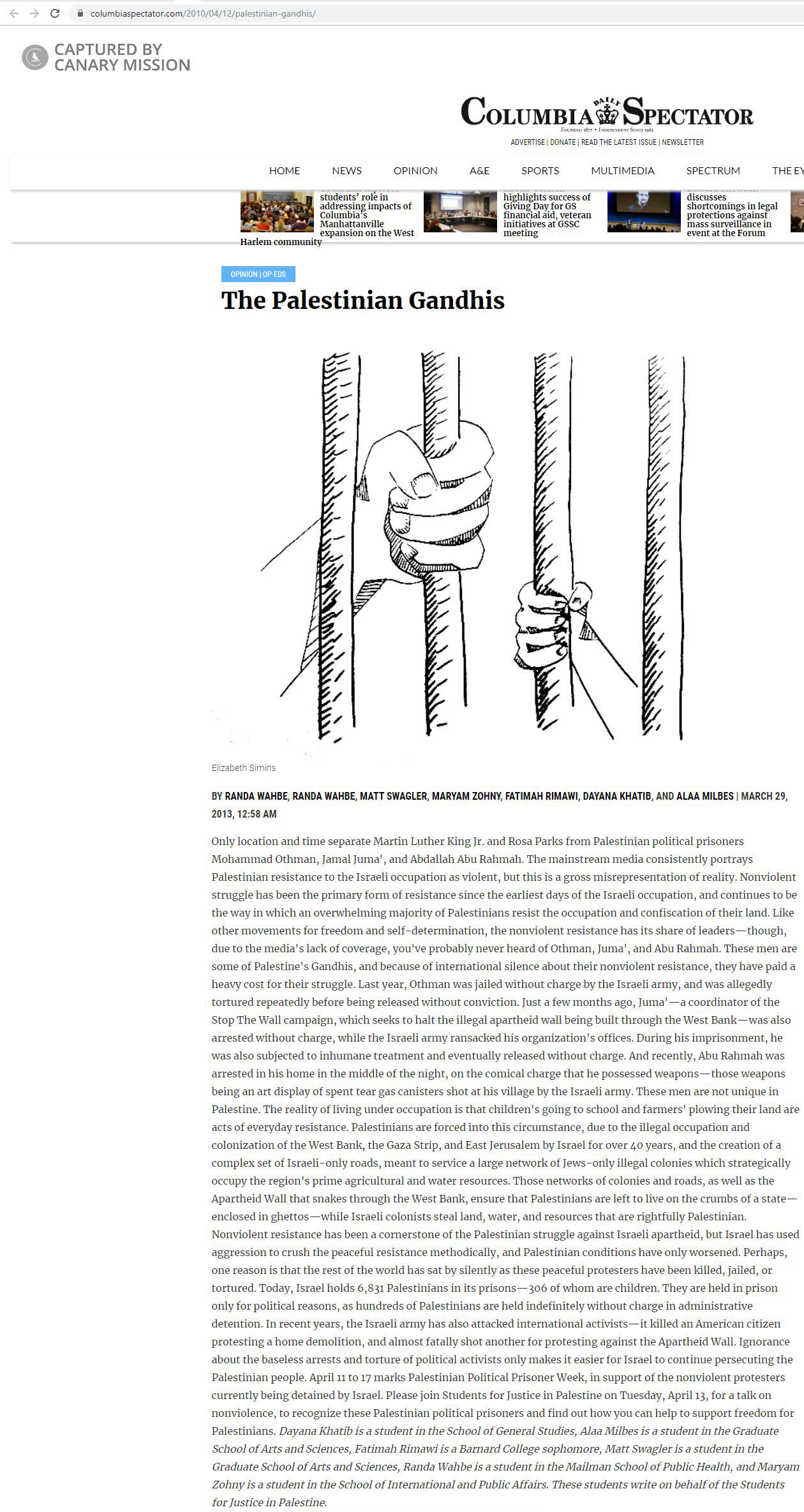 Randa Wahbe, columbiaspectator.com - Apr 12, 2010