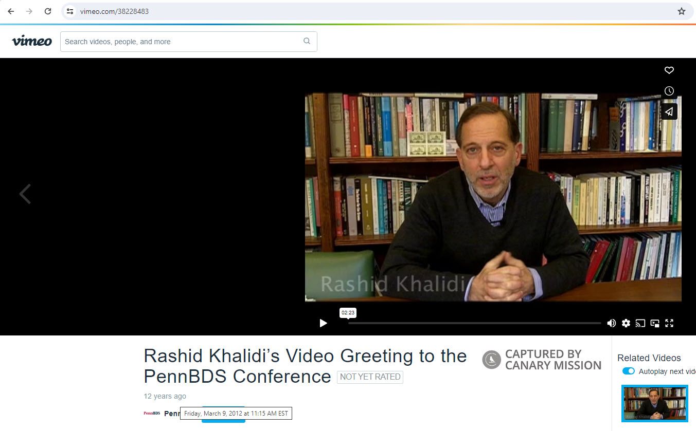 Rashid Khalidi, Vimeo.com - Mar 9, 2012