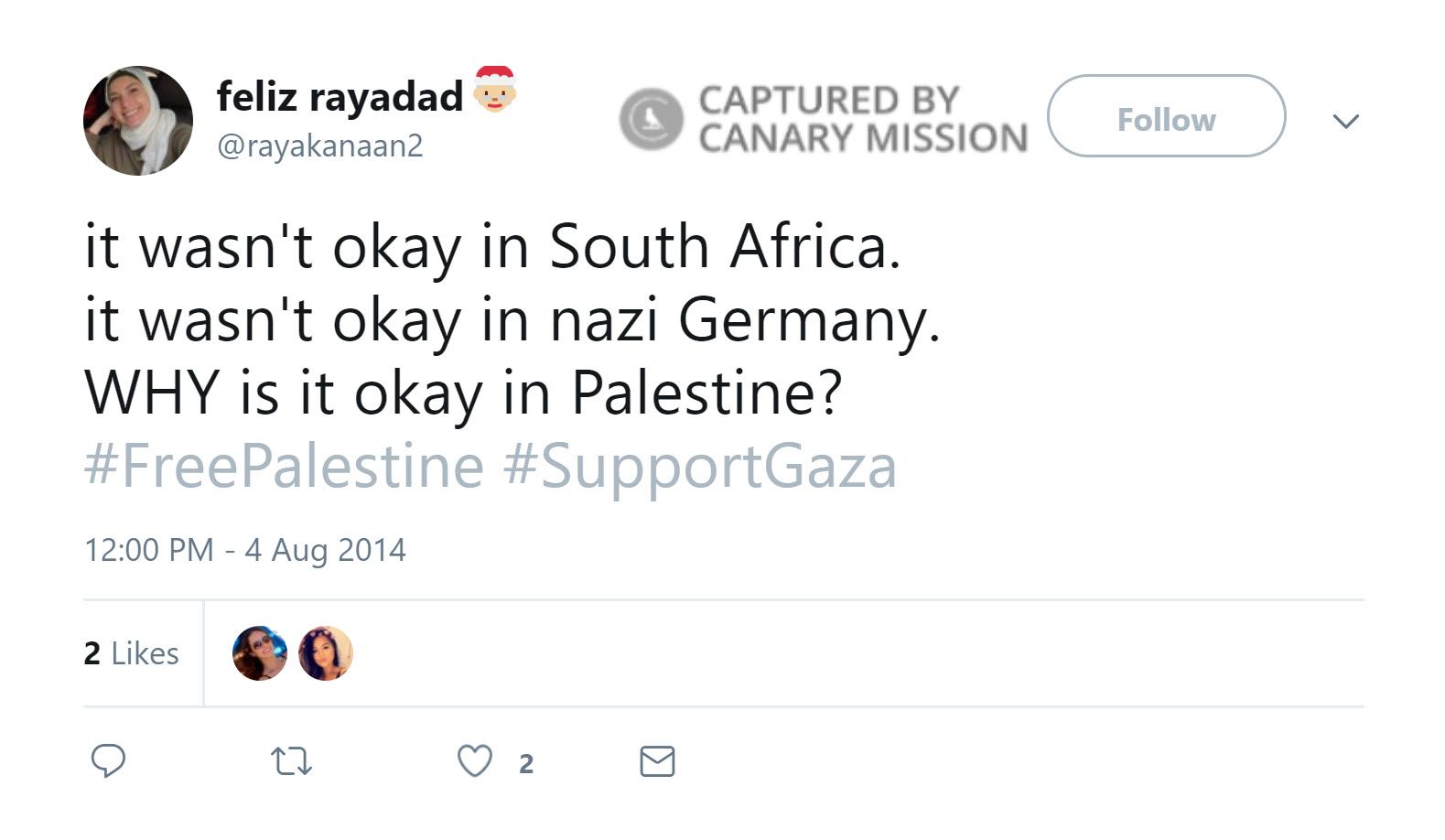 Raya Kanaan, Twitter - Aug 4, 2014