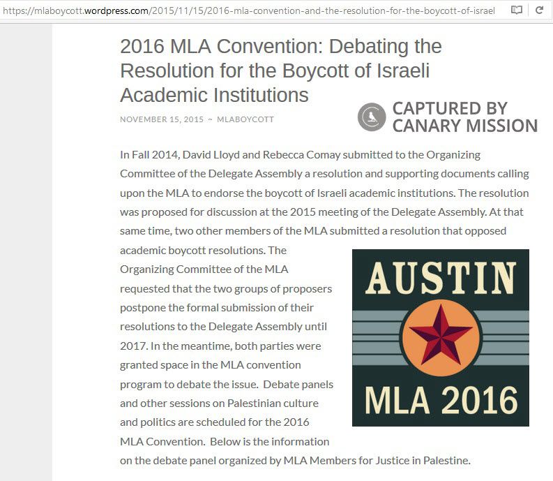 Rebecca Comay, mlaboycott.wordpress.com - Nov 15, 2015