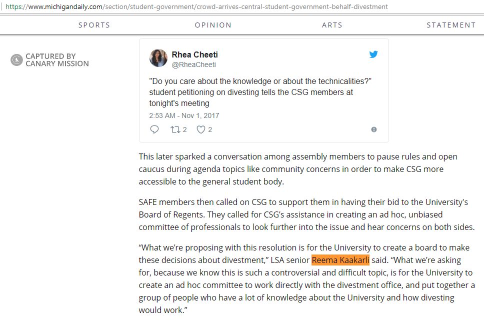 Reema Kaakarli, michigandaily.com - Oct 31, 2017