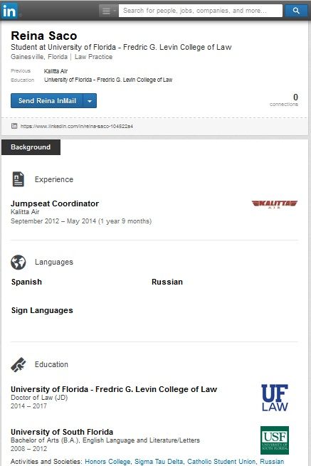 Reina Saco, LinkedIn - 07 Sep 2016