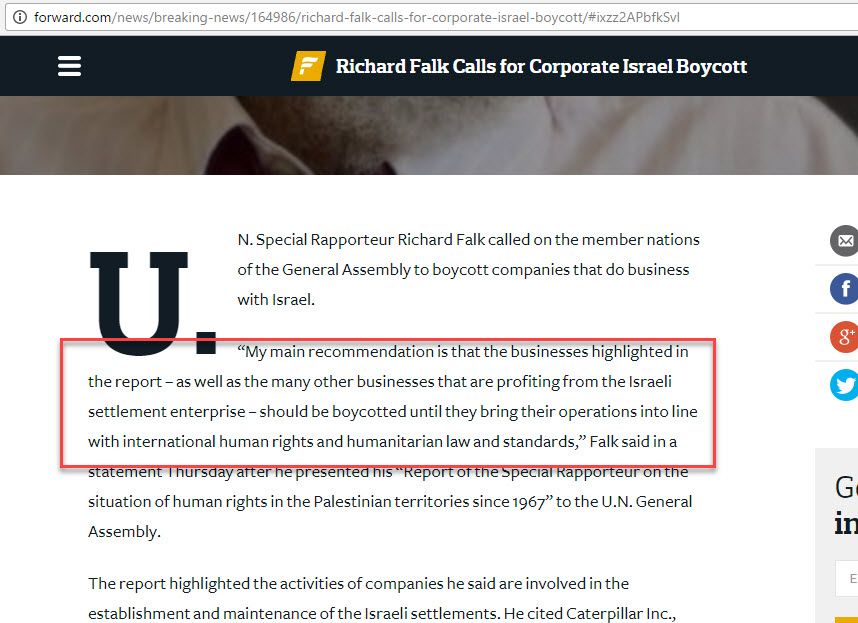 Richard Falk, forward.com - 25 Oct 2012