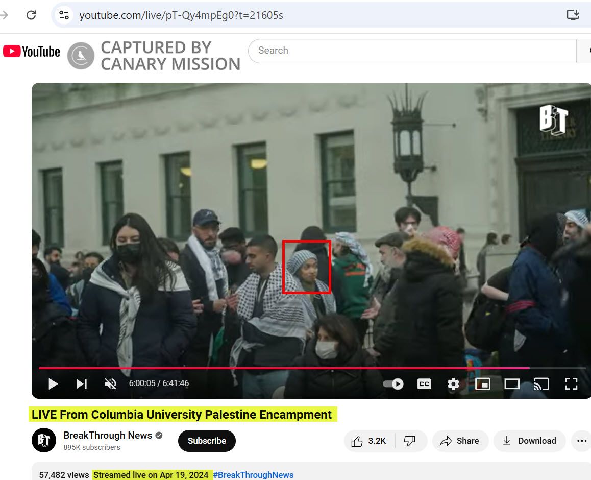 Rokeya Mohammed, Columbia University, participated in the pro-Hamas encampment April 2024.