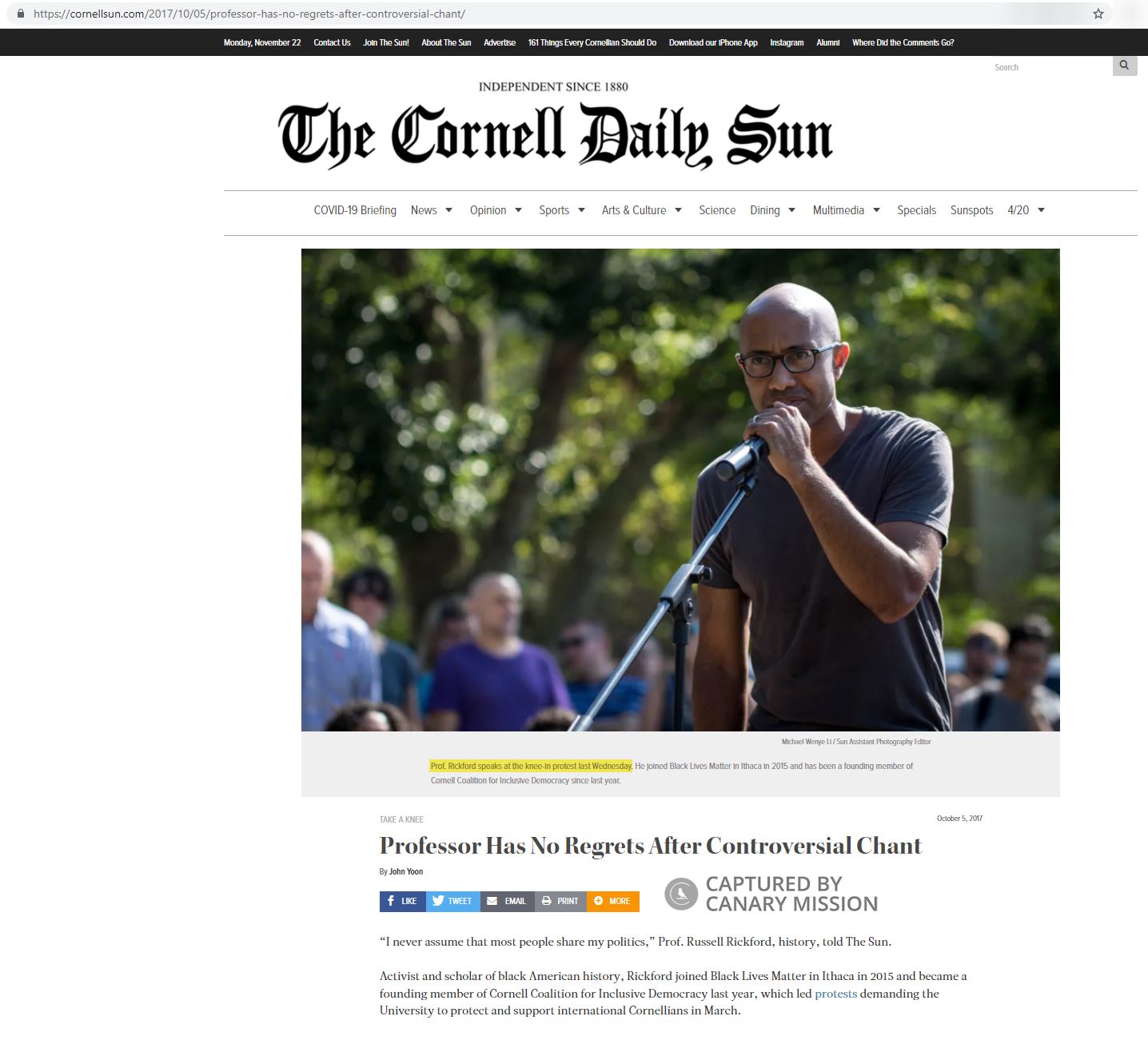 Russell Rickford, cornellsun.com - Oct 5, 2017