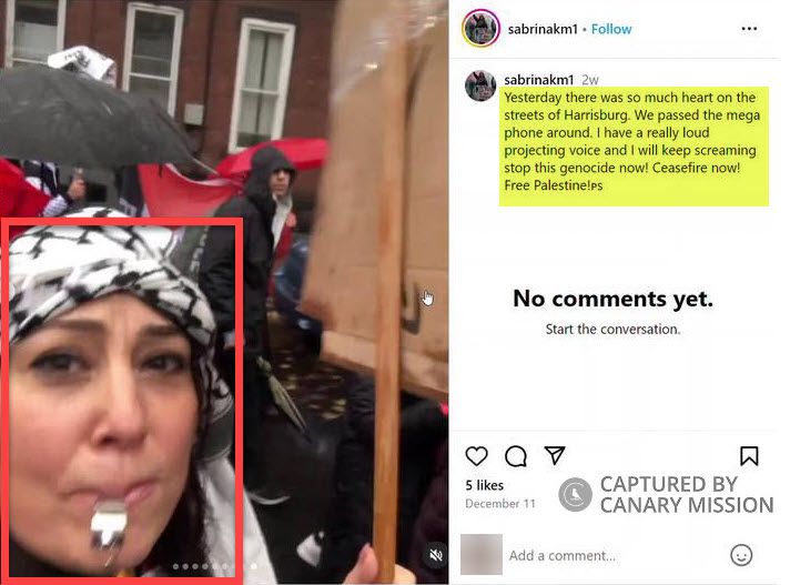 Sabrina Maines’s protest appearances, End the Siege on Gaza 1