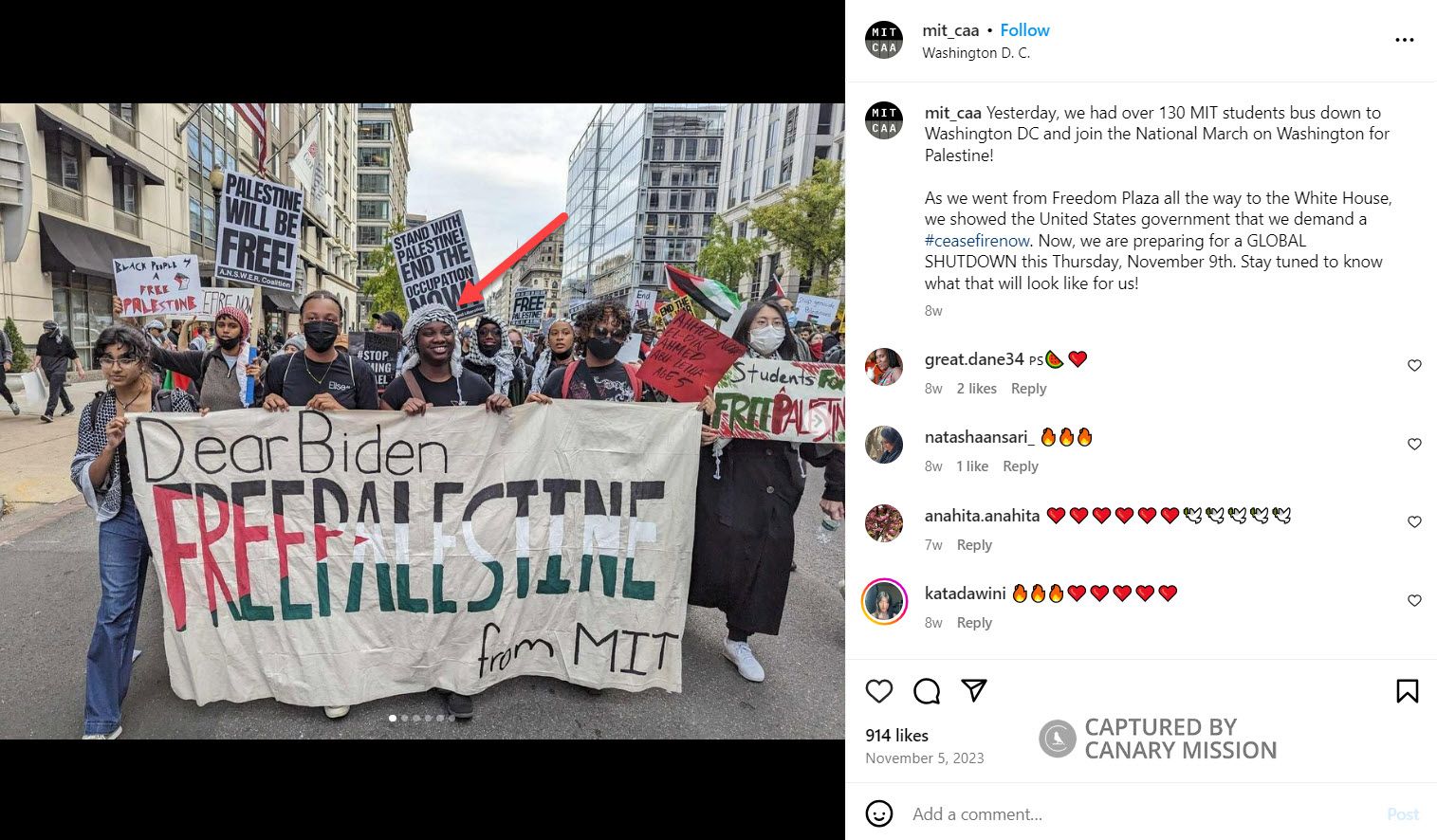 Safiyyah Ogundipe,  Massachusetts Institute of Technology  MIT, Marched in an anti-Israel campus protest