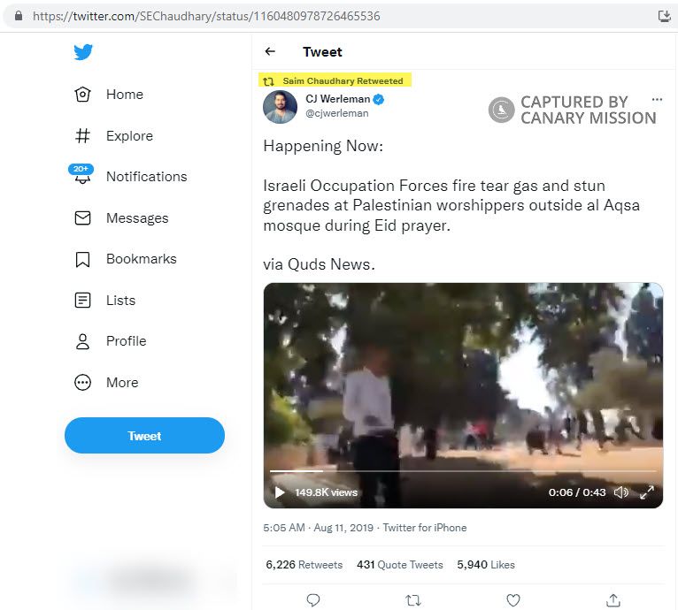 Saim Chaudhary, Twitter - Aug 11, 2019