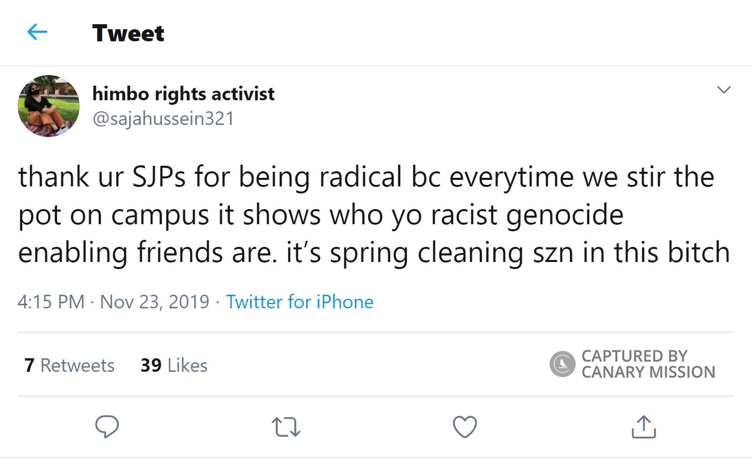 Saja Hussein, Twitter - Nov 23, 2019