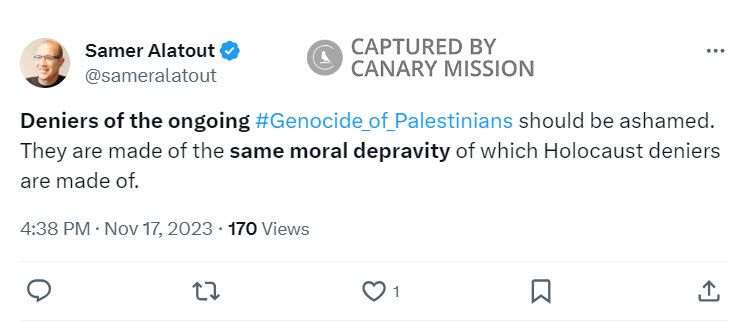 Samer Alatout, Twitter - Nov 17, 2023