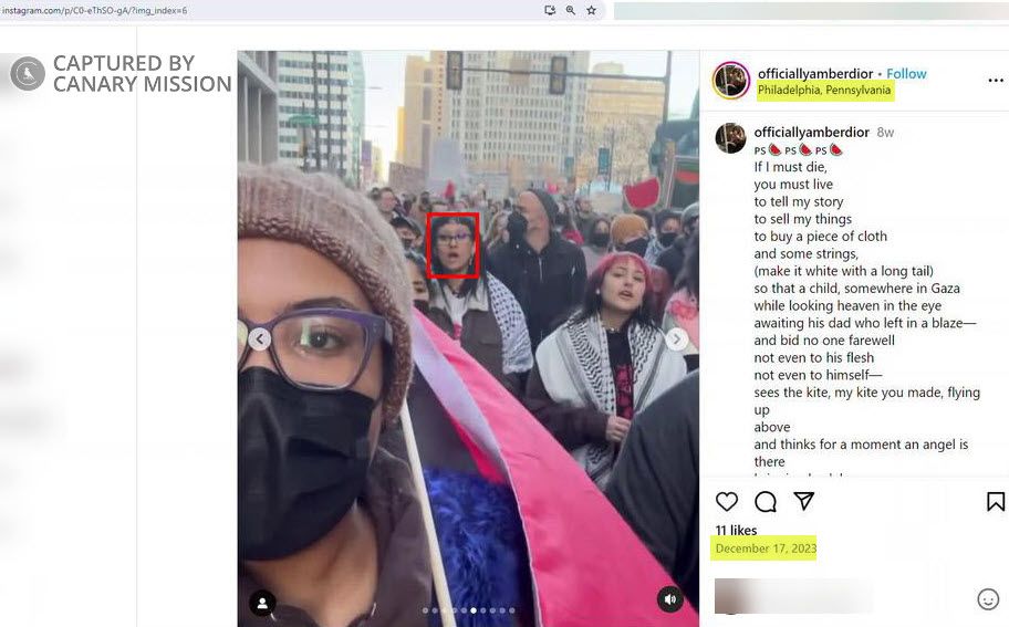 Sara Abdeljaber’s protest appearance,  Flood Philly For Gaza 1