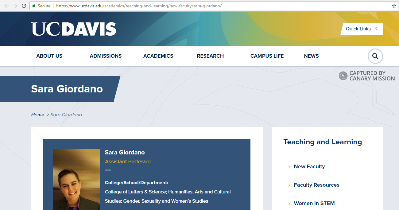 Sara Giordano Canary Mission