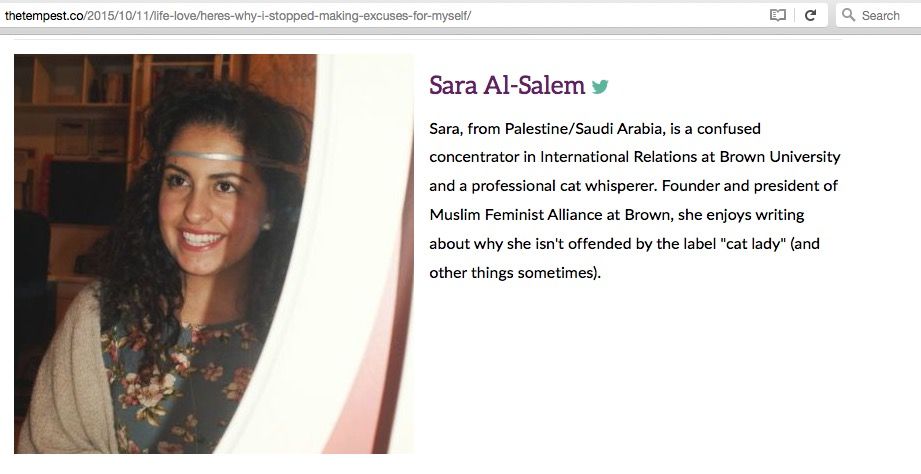 Sara Al-Salem, thetempest.co - 11 Oct 2015