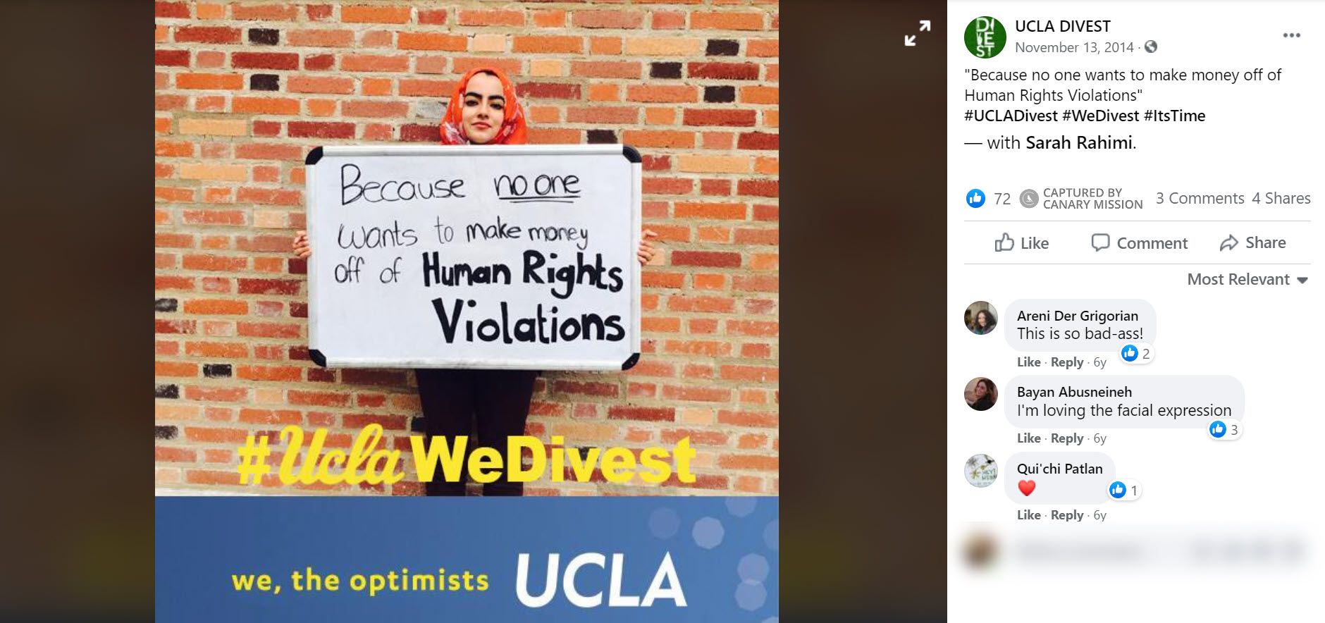 Sarah Rahimi, Facebook - Nov 13, 2014