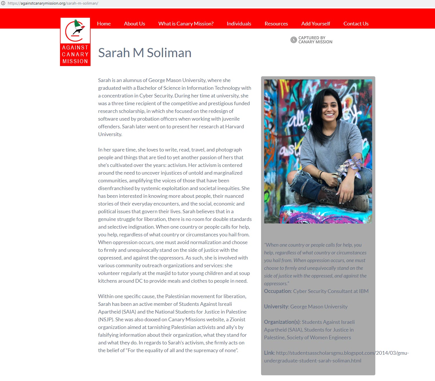 Sarah Soliman, againstcanarymission.org - Jun 1, 2019