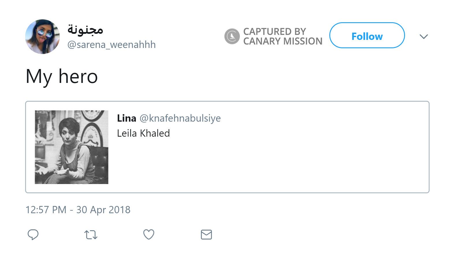 Sarena Khasawneh, Twitter - Apr 30, 2018