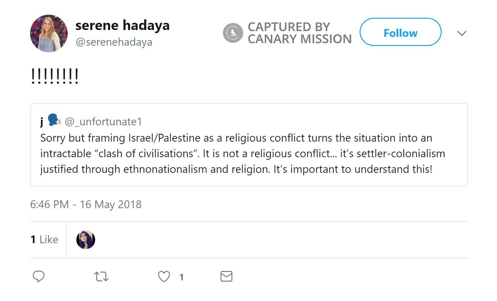 Serene Hadaya, Twitter - Mar 16, 2018