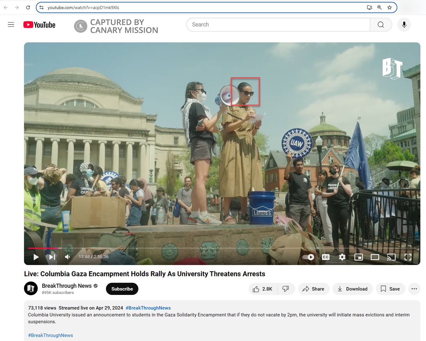 Shana Redmond’s Participation in the Pro-Hamas Encampment at Columbia University 