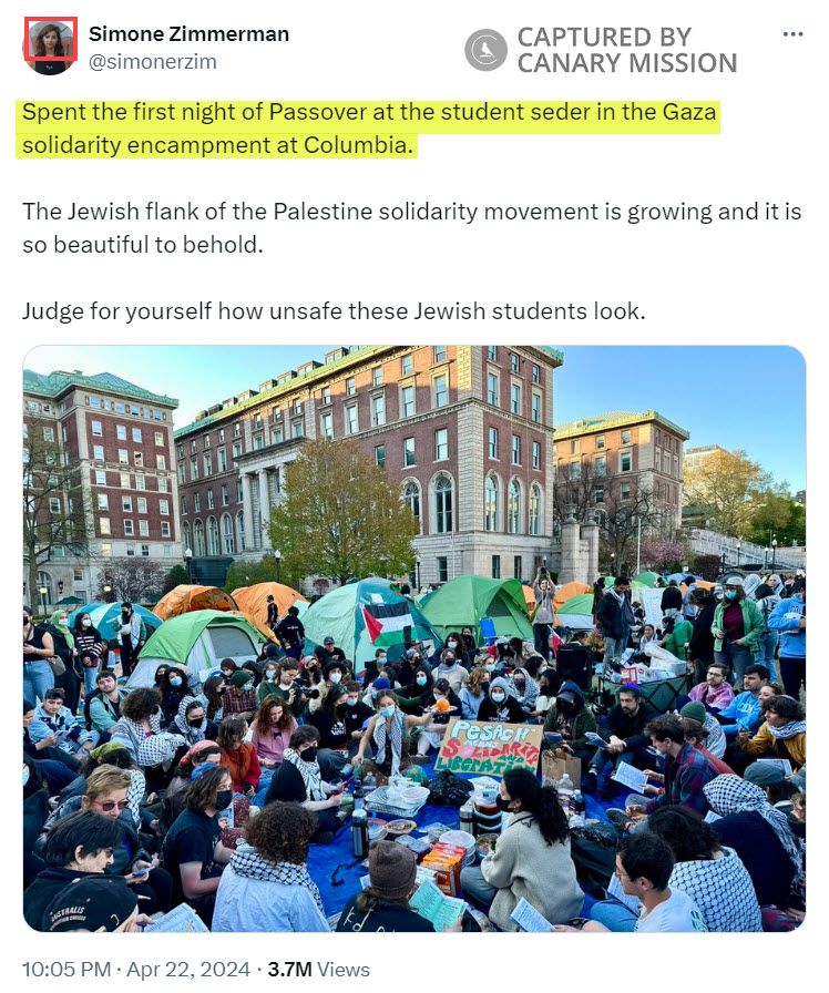 Simone Zimmerman, IfNotNow, Participation in the Pro-Hamas Encampment at Columbia