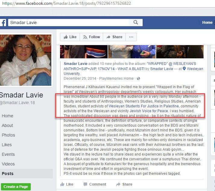 Smadar Lavie, facebook.com - 25 Dec 2014