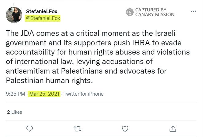 Stefanie Fox, Twitter - Mar 25, 2021