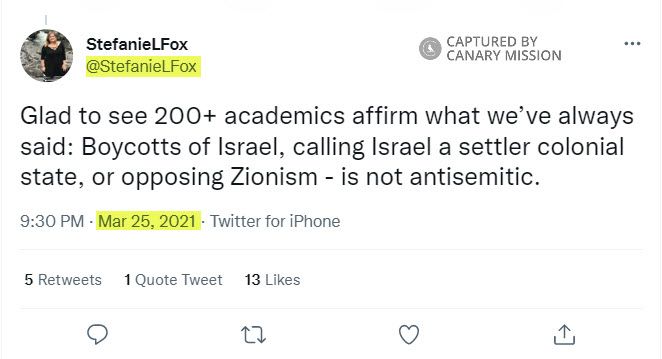 Stefanie Fox, Twitter - Mar 25, 2021
