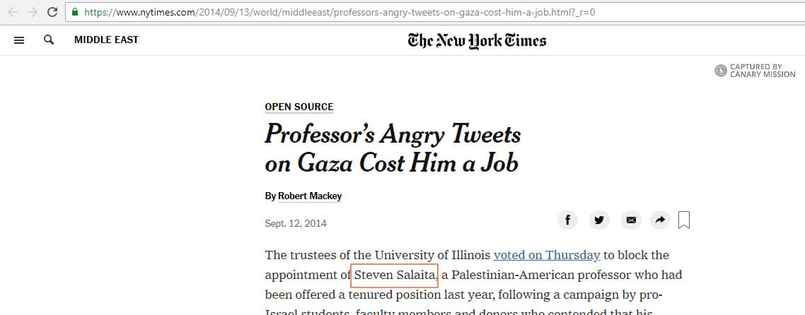 Steven Salaita, nytimes.com - Sep 12, 2014