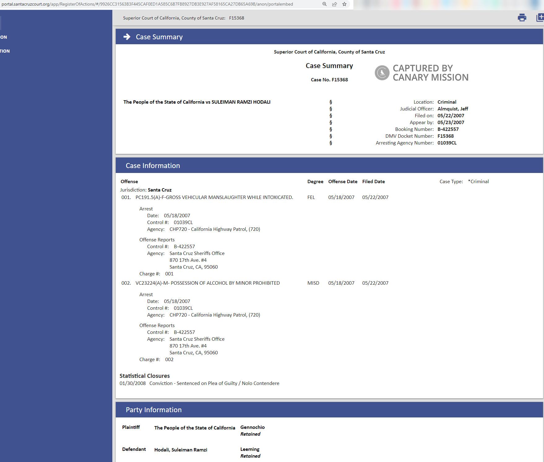 Suleiman Hodali, portal.santacruzcourt.org - May 21, 2023