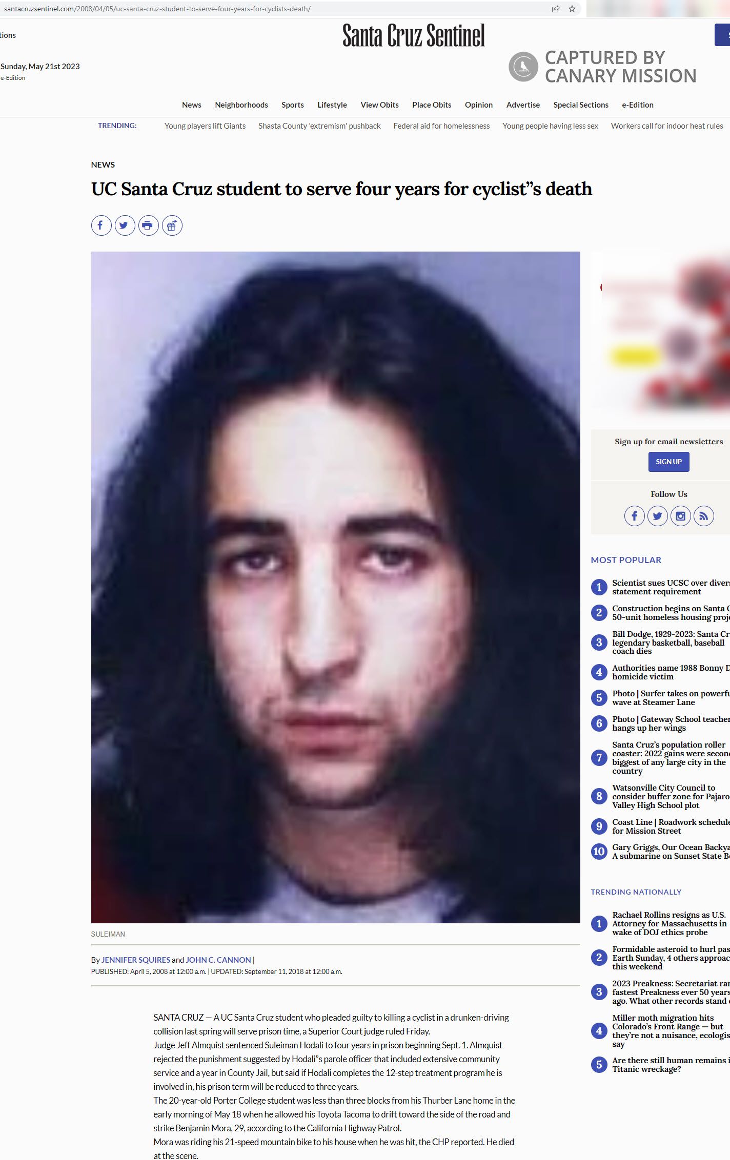 Suleiman Hodali, santacruzsentinel.com - Apr 5, 2008