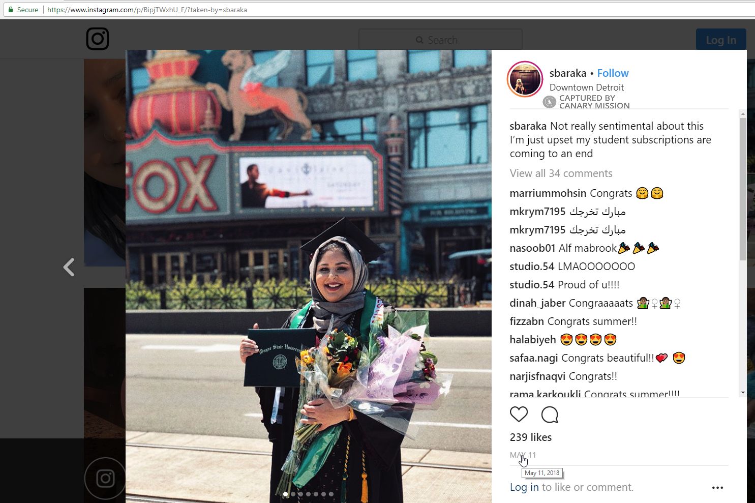 Summer Baraka, Instagram - May 11, 2018
