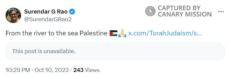 Surendar Rao, Twitter - Oct 10, 2023