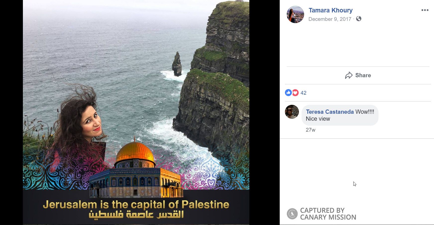 Tamara Khoury, Facebook - Dec 9, 2017