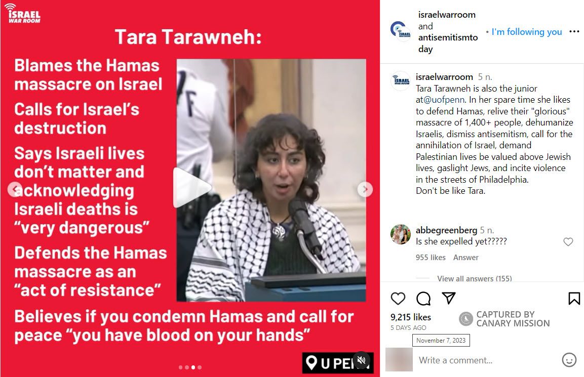 Tara Tarawneh, Instagram - Nov 7, 2023