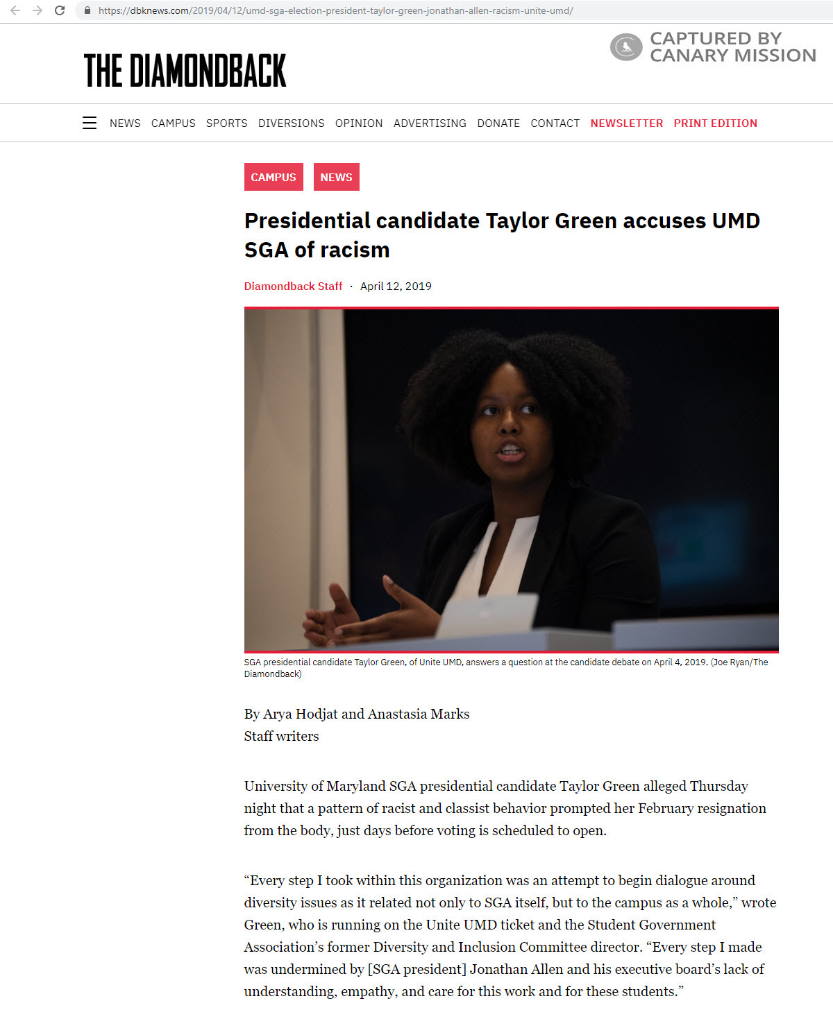 Taylor Green, dbknews.com - Apr 12, 2019