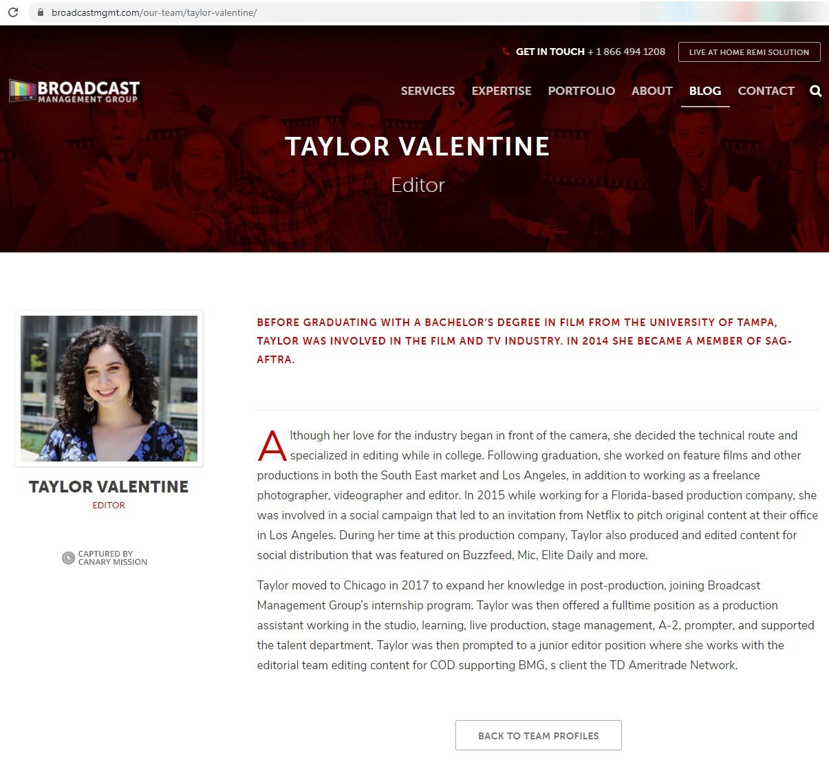 Taylor Valentine, www.broadcast.mgmt.com - Dec 10, 2020