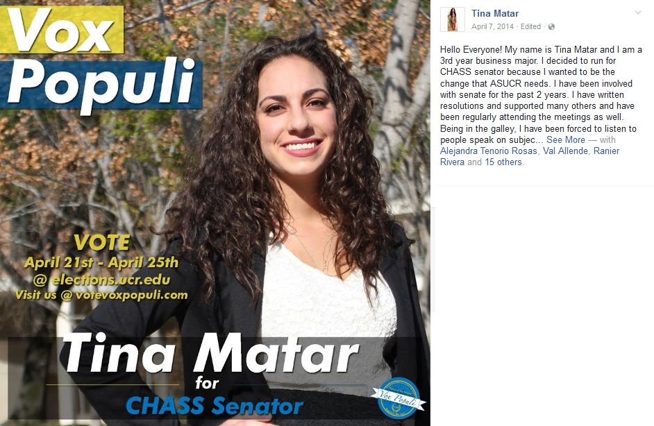 Tina Matar, Facebook - 07 Apr 2014