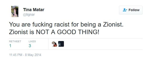 Tina Matar, Twitter - 08 May 2014