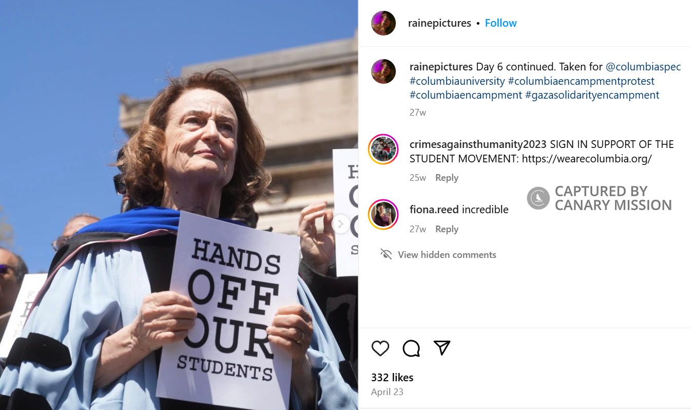 Victoria De Grazia, Columbia University, participation in the pro-Hamas encampment