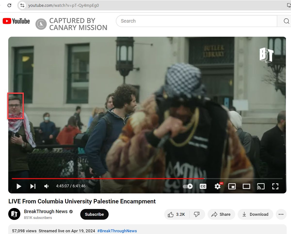 Wyatt Souers’ Participation in the Pro-Hamas Encampment at Columbia University