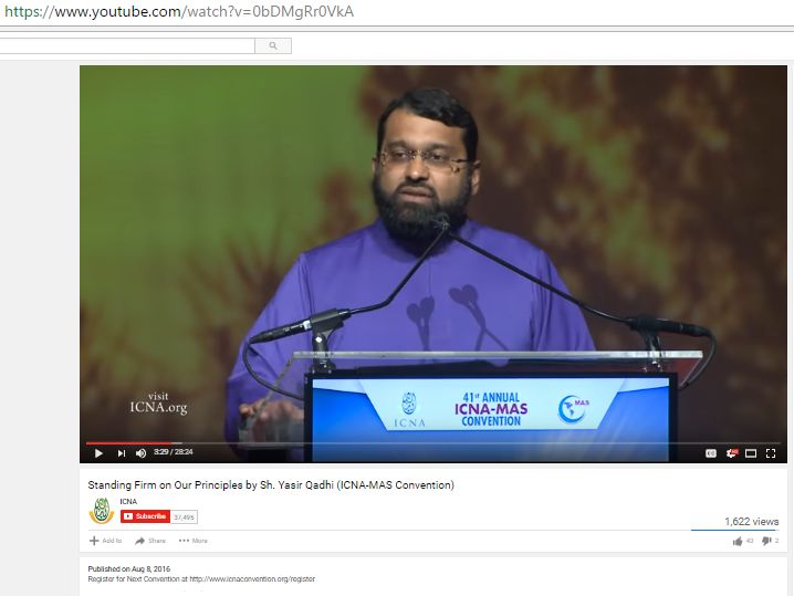 Yasir Qadhi, Youtube - 8 Aug 2016