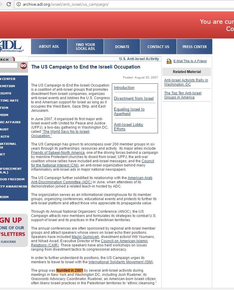 U.S. Campaign For Palestinian Rights - Canary Mission